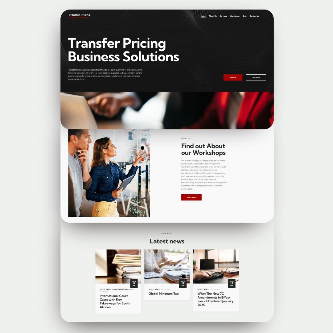 Portfolio Transfer Pricing Solutions Website Redesign